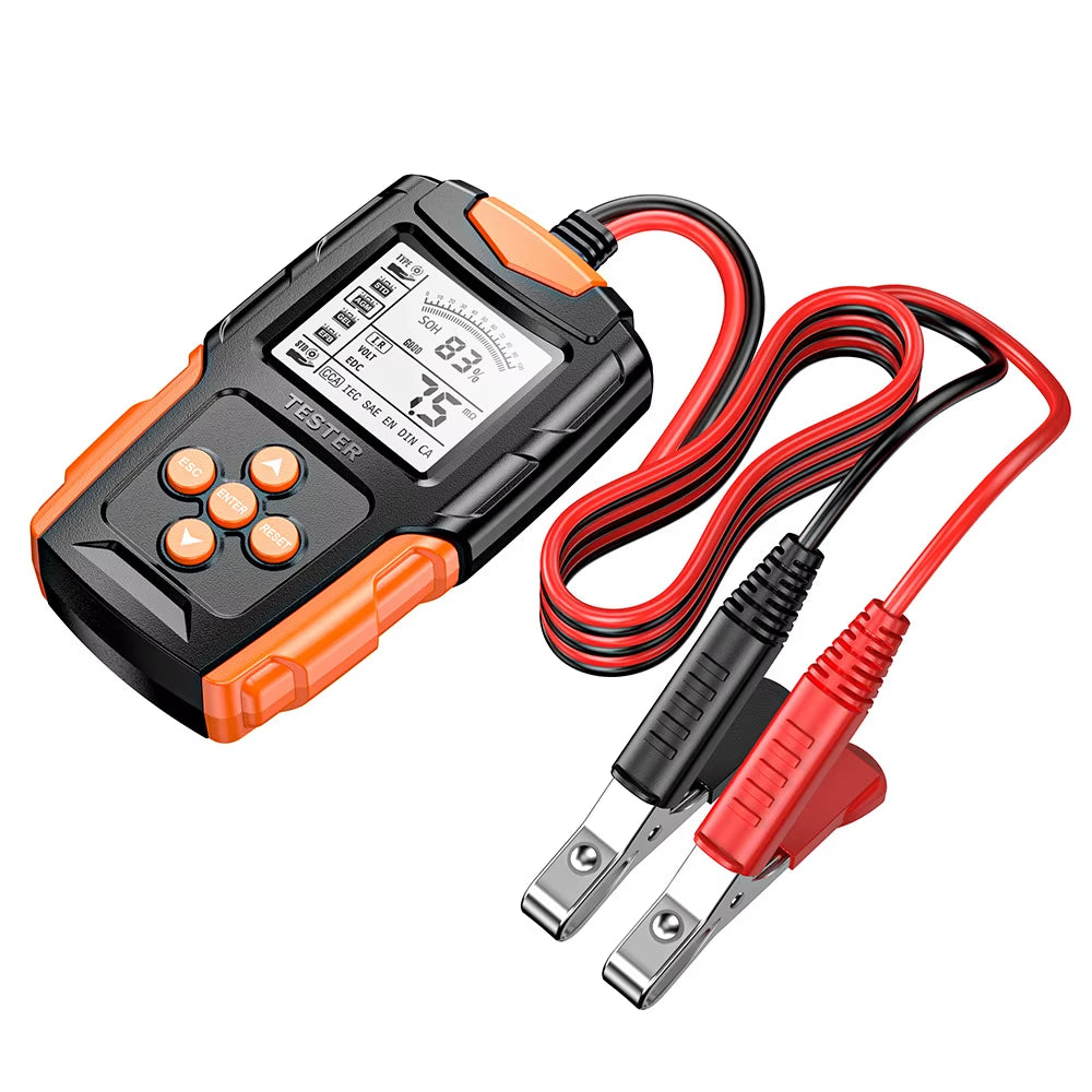 FOXSUR Car Battery Tester Analyzer 12V 24V VRLA GEL AGM Automotive Quick Load Plug Cranking Test Diagnostic Tools for Motorcycle