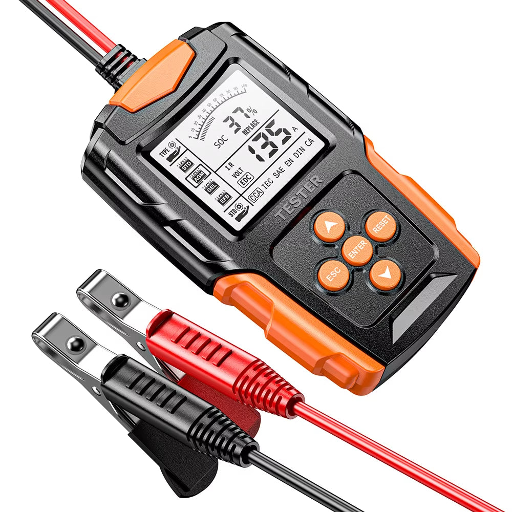 FOXSUR Car Battery Tester Analyzer 12V 24V VRLA GEL AGM Automotive Quick Load Plug Cranking Test Diagnostic Tools for Motorcycle