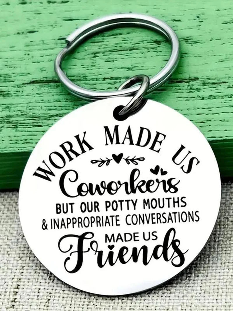 Stainless Steel Coworker Appreciation Keychain for Colleague, 2024 Key Chain for Car Keys, Retirement Goodbye Appreciation Keychain for Men, Work Friend, Friendship Keychain
