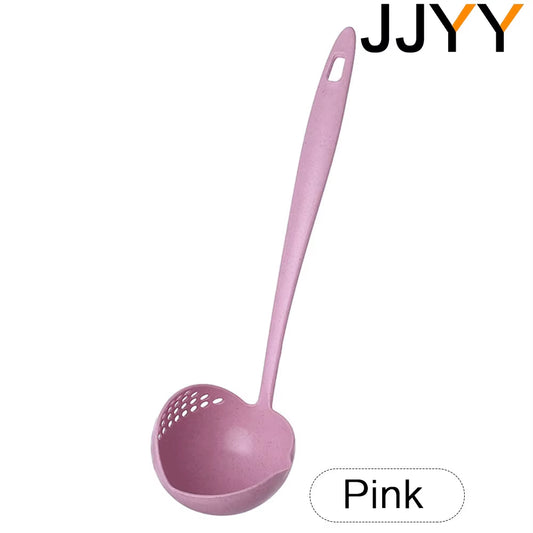 JJYY the 2 in 1 Kitchen Spoon Spoon Long Handle Plastic Colander Filter Tableware Hot Pot Spoon
