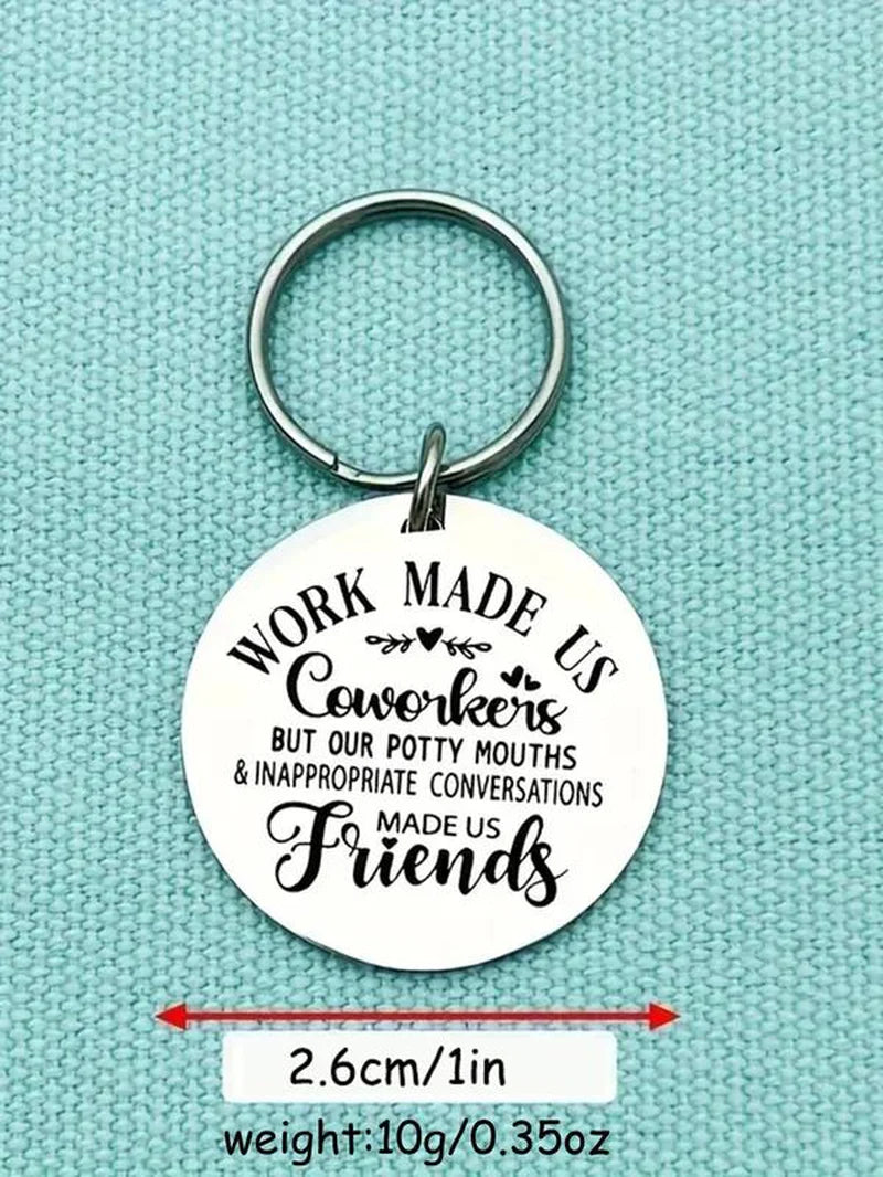 Stainless Steel Coworker Appreciation Keychain for Colleague, 2024 Key Chain for Car Keys, Retirement Goodbye Appreciation Keychain for Men, Work Friend, Friendship Keychain